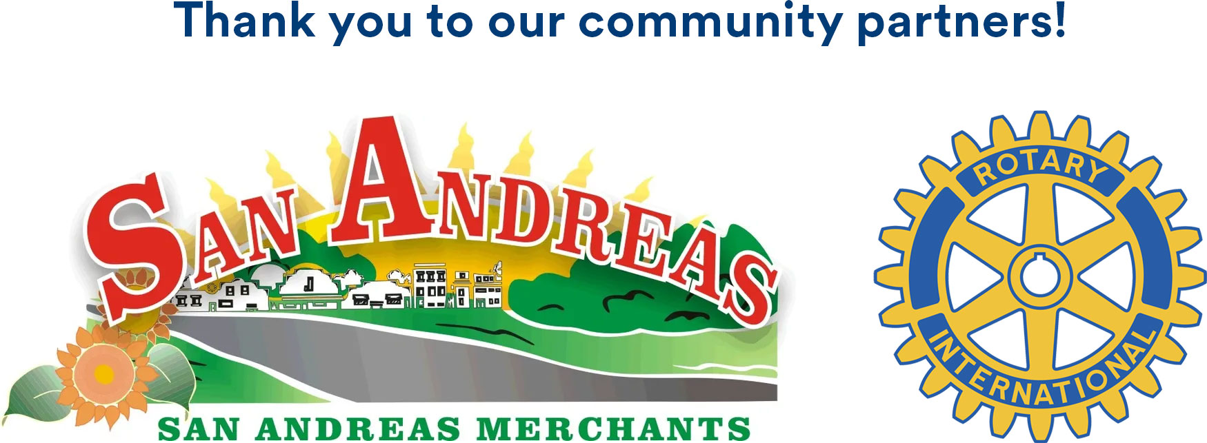 Logos for San Andreas Merchants and Rotary International Logos for San Andreas Merchants and Rotary International