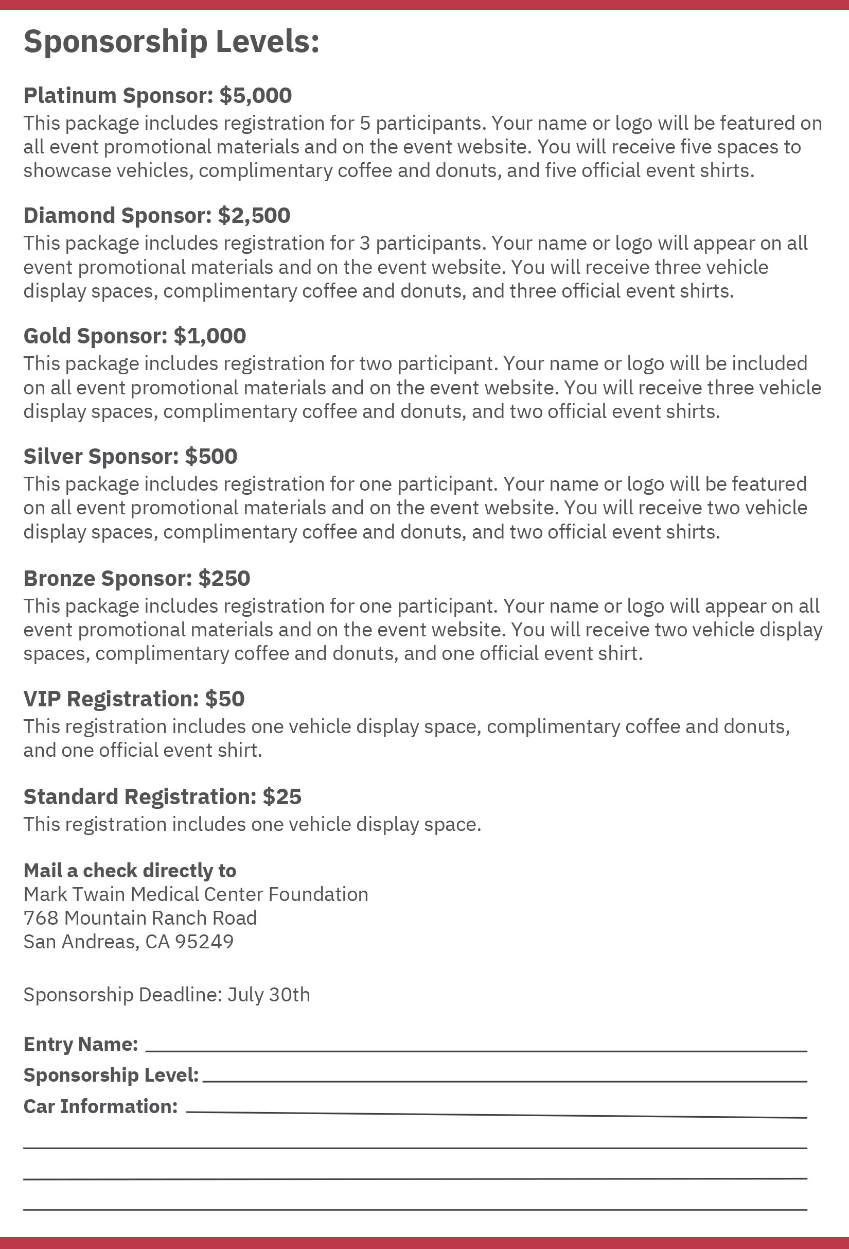 Sponsor Levels for Cars and Coffee Sponsor Levels for Cars and Coffee