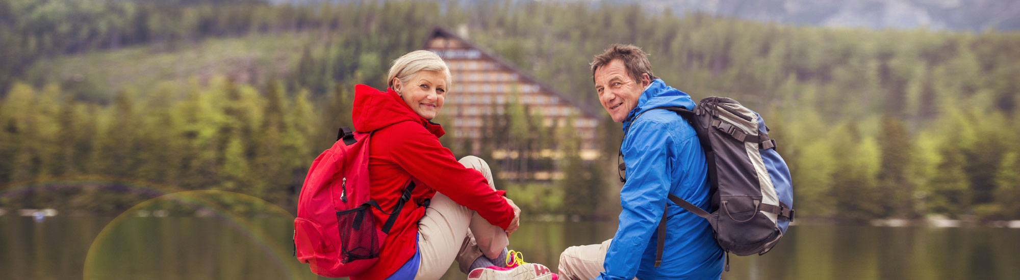 Senior couple hiking