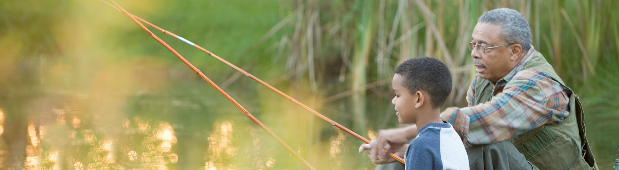 Grandpa fishing with grandson Grandpa fishing with grandson